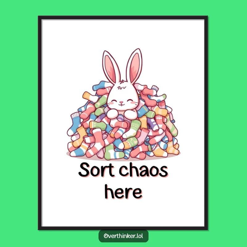 Funny Rabbit Sock Mountain Poster: Hilarious Wall Art for a Laugh