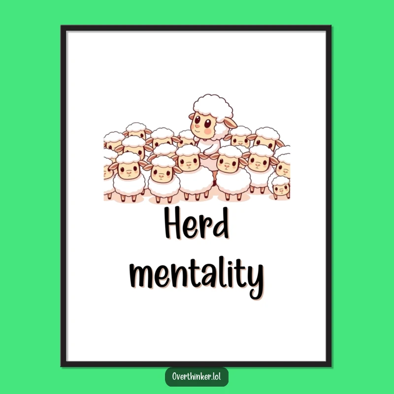 Funny Sheep Counting Poster: Character's Herd Chaos Art
