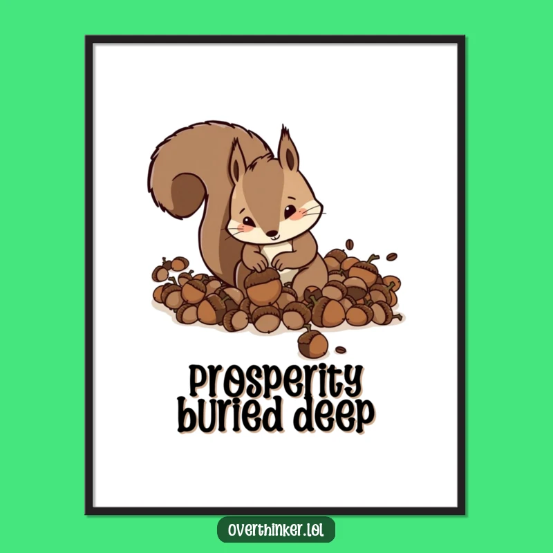 Funny Squirrel Acorn Frenzy Poster - Quirky Squirrel Gift for Busy Decor