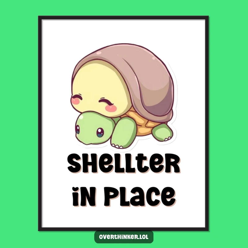 Funny Turtle Shell Poster - Introvert's Retreat Wall Art for a Funny Gift