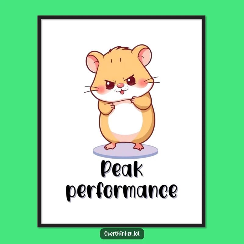 Funny Hamster Focus Poster: Character's Intense Wheel Art
