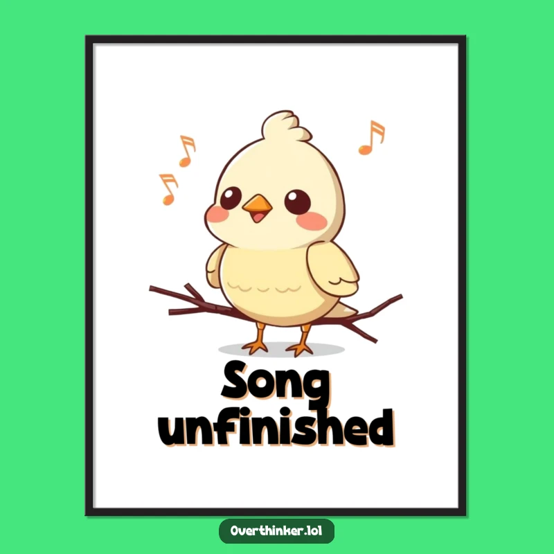 Funny Kawaii Bird Poster: Songbird's Hiccup Art, Ideal Decor Gift