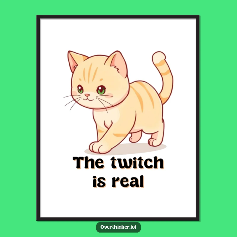 Funny Anxious Cat Pacing Poster: Hilarious Wall Art for Feline Frenzy Fans