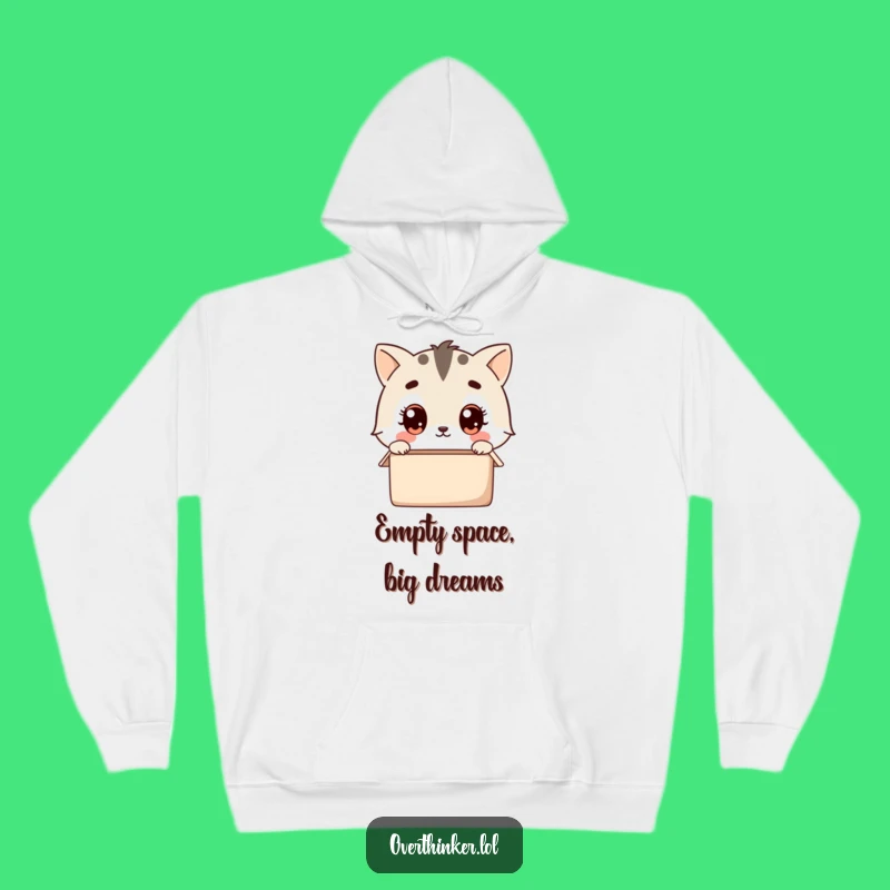 Funny Empty Box Pondering Kawaii Hoodie: Cozy Cute Animal Wonder, Perfect Warm Funny Gift
