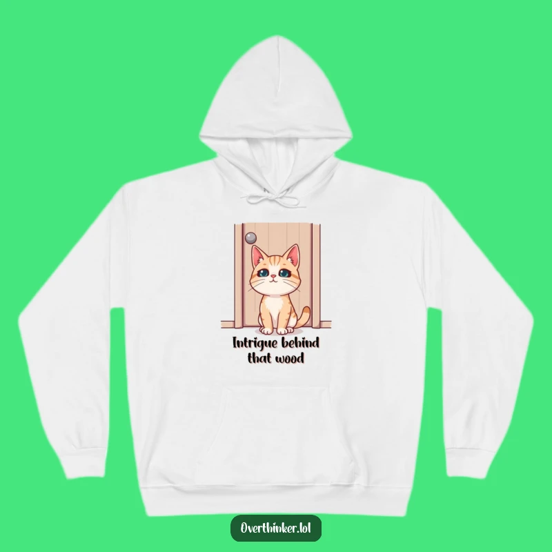 Funny Cat Mystery Hoodie: Intense Door Stare, Cozy and Hilarious