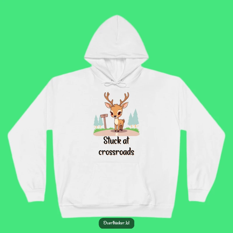 Funny Deer Crossroads Hoodie: Cozy Doe's Thoughts, Perfect Warm Gift