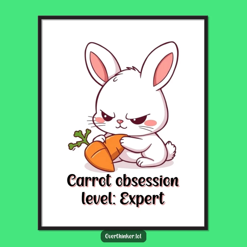 Free Printable Wall Art: Intense Rabbit Staring at Carrot, Hilarious Downloadable Decor for Any Room