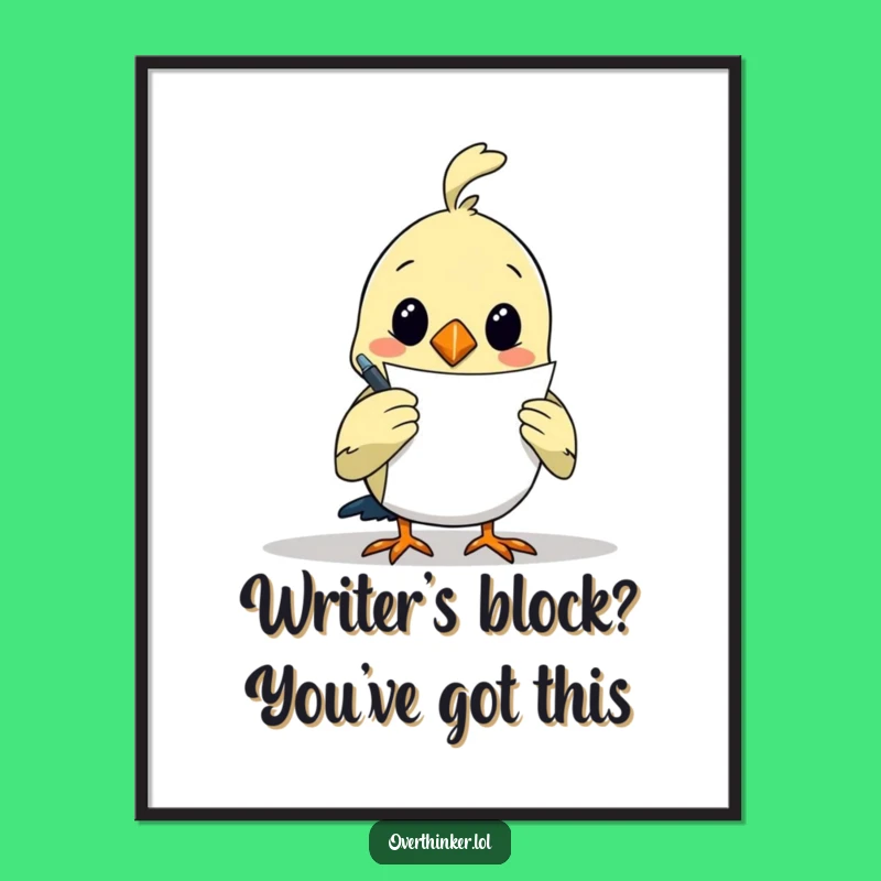 Free Printable Overthinking Bird Wall Art - Funny Downloadable Decor for Aspiring Writers