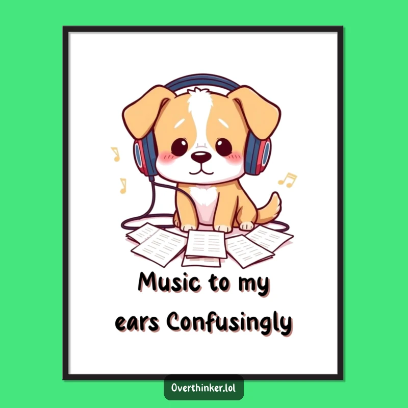 Free Printable Wall Art: Dog Musician's Puzzle - Whimsical Downloadable Decor Gift