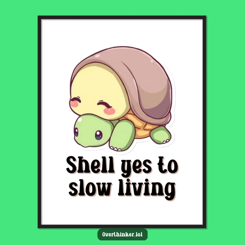 Free Printable Wall Art: Shy Turtle Head-in-Shell Humorous Download