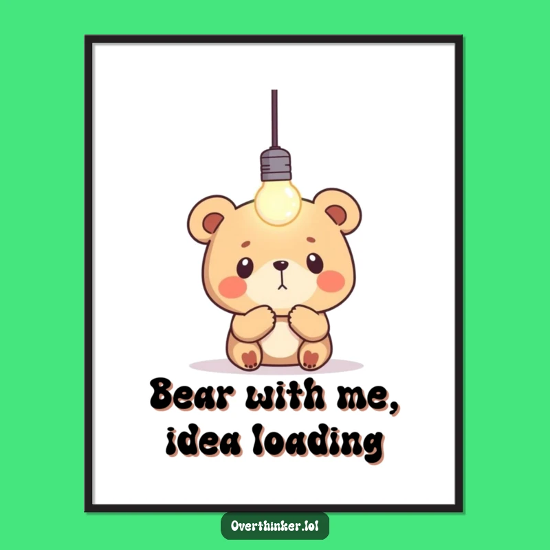 Funny Free Printable Wall Art: Bear's Lightbulb Epiphany - Quirky Downloadable Decor