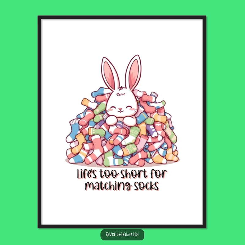Funny Free Printable Wall Art: Rabbit's Sock Obsession - Hilarious Downloadable Decor