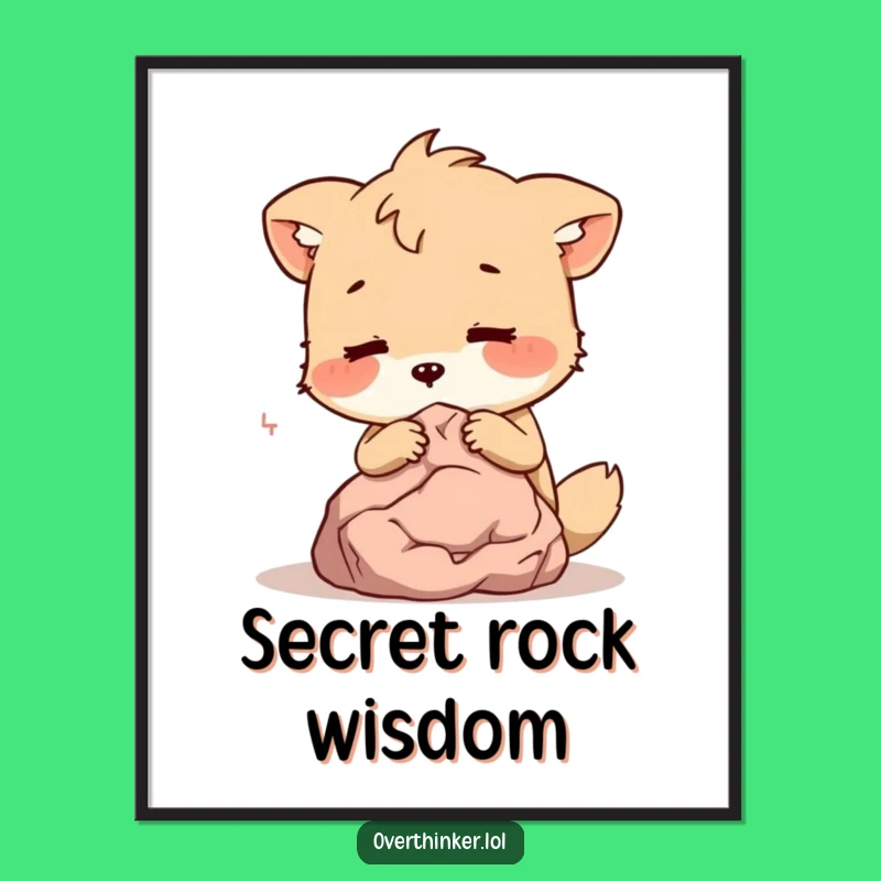 Free Printable Wall Art: Funny Animal Whispering to Rock - Quirky Downloadable Decor & DIY Gift Idea