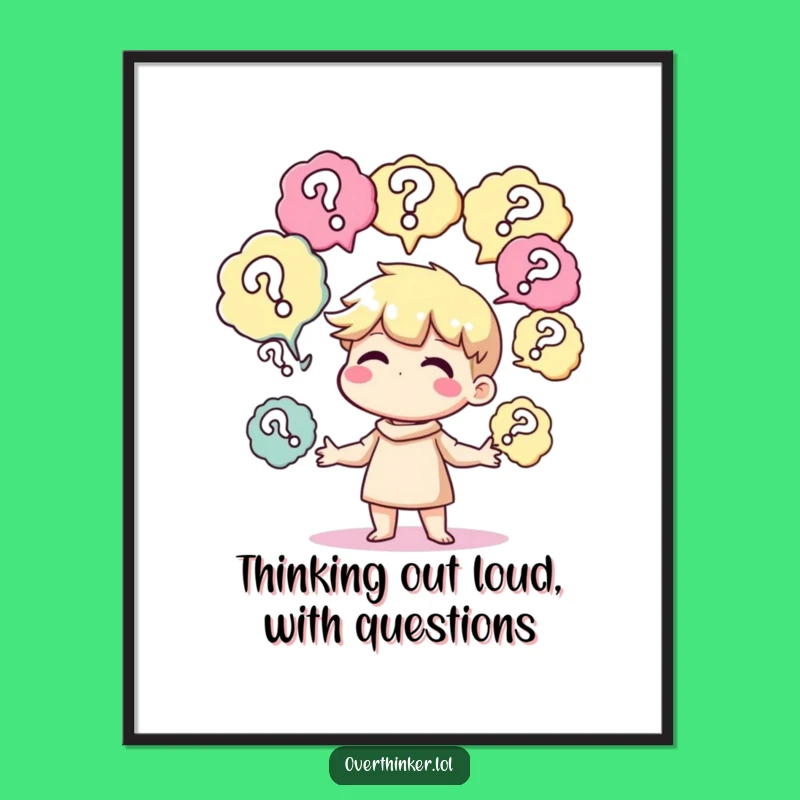 Funny Free Printable Wall Art: Question Juggler Character, Whimsical Downloadable Decor