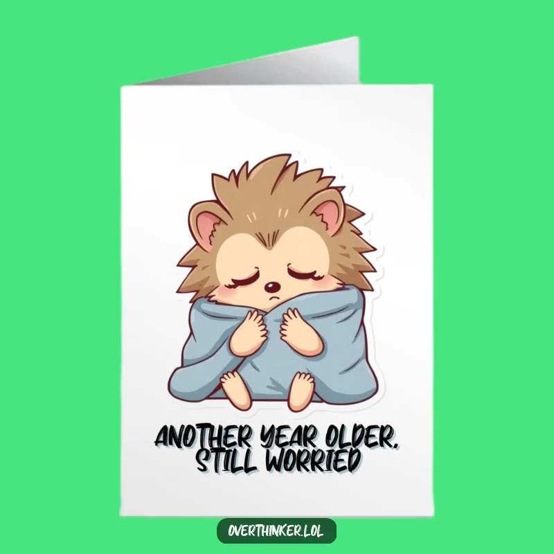 Anxious Hedgehog's Funny Free Printable Birthday Card for a Laugh - Downloadable Fun