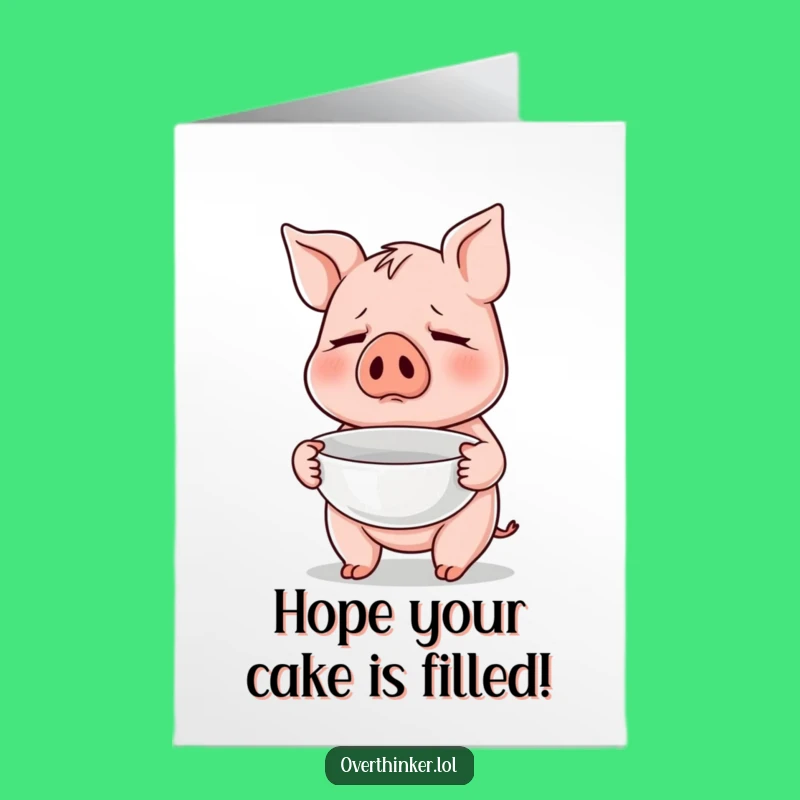 Free Printable Birthday Card: Hungry Piggy - Funny Empty Bowl Downloadable Gift!