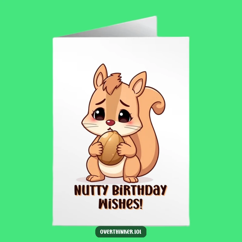 Free Printable Squirrel Birthday Card: Funny Perplexed Nut Downloadable Gift