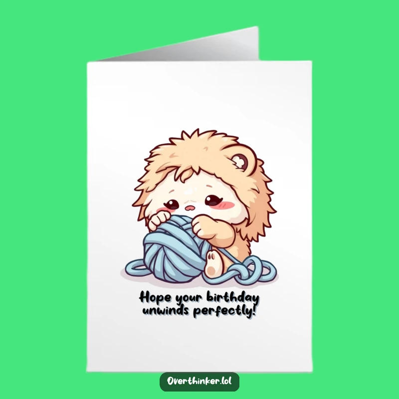 Free Printable Funny Birthday Card: Yarn Tangle Creature, Hilarious Downloadable Gift