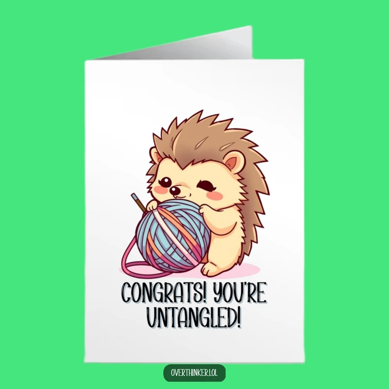 Free Printable Kawaii Hedgehog Congrats Card - Unraveling Success Funny Downloadable!
