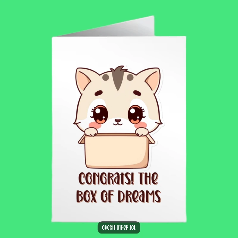 Free Printable Animal Congrats Card: Empty Box Pondering Funny Downloadable