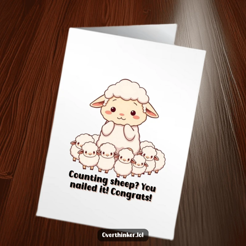 Funny Free Printable Congratulations Card: Sheep looking stressed, surrounded by an absurd number of sheep.