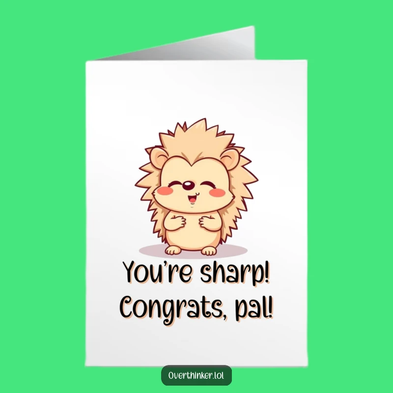 Free Printable Hedgehog Card: Funny Shadow Worrier Congrats Downloadable
