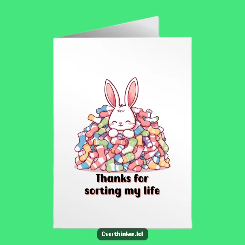 Free Printable Funny Thank You Card: Rabbit Sock Sort - Sweet Downloadable Gift
