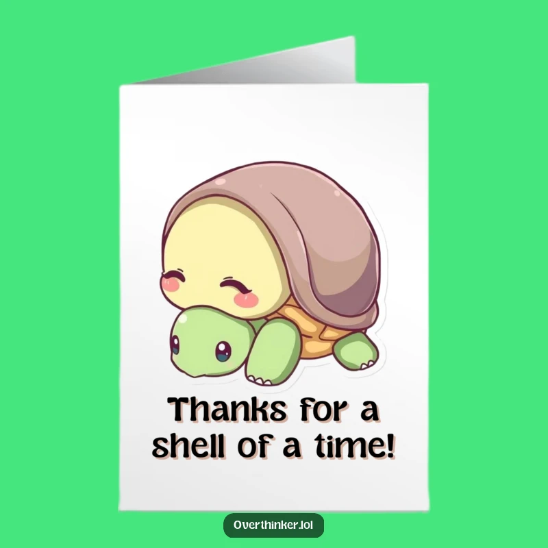 Free Printable Thank You Turtle Card: Shy Head-in-Shell Gift