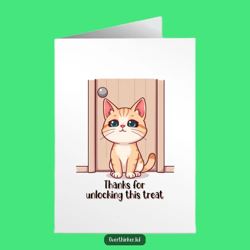 Free Printable Thank You Card: Cat’s Door Stare for a Grateful Downloadable Gift