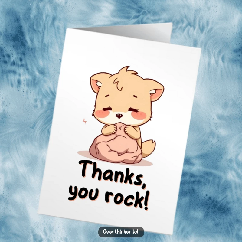Funny Free Printable Thank You Card: An animal whispering to a rock, a humorous way to show appreciation, great DIY gift.