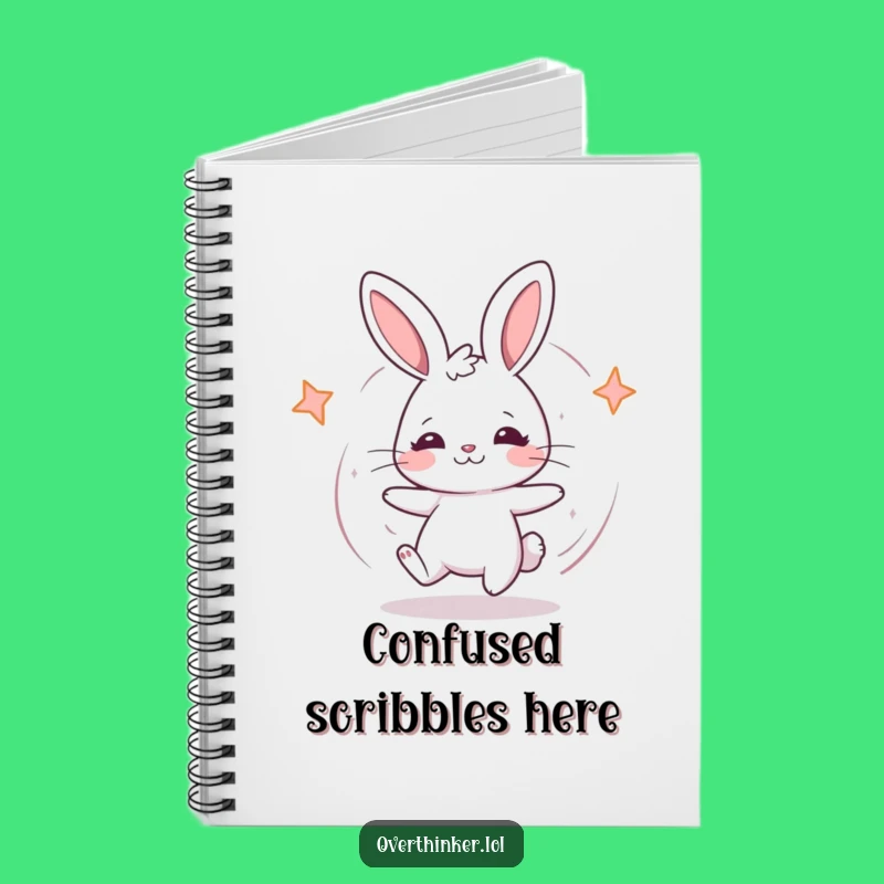 Funny Kawaii Rabbit Dizzy Notebook - Jot Down Your Confused Thoughts
