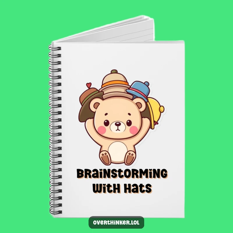 Funny Bear Balancing Hats Notebook - Cute Character Journal Gift