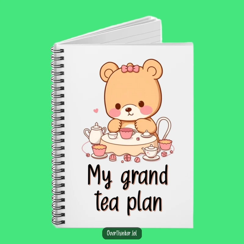 Funny Kawaii Bear Notebook: Tea Party Planning, Humorous Journal Gift