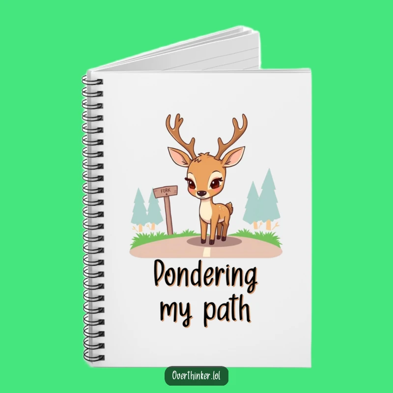 Funny Deer Crossroads Notebook: Pondering Doe's Thoughts, Perfect Journal Gift