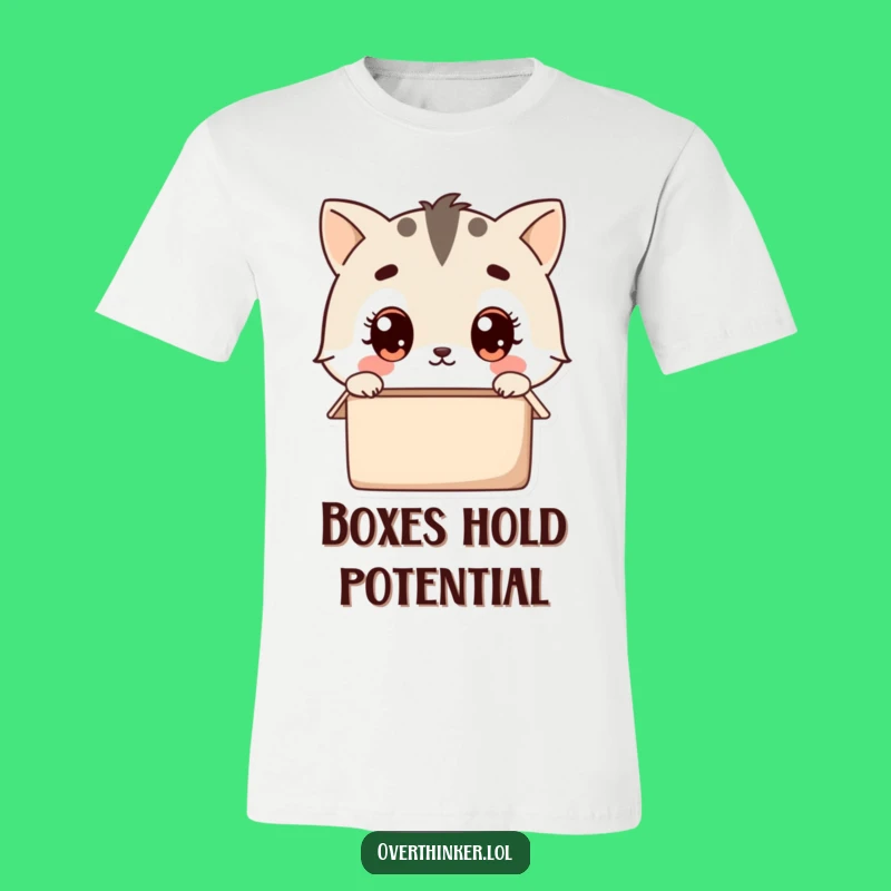 Funny Empty Box Pondering Kawaii T-Shirt: Cute Animal Mystery Tee, Ideal Funny Gift