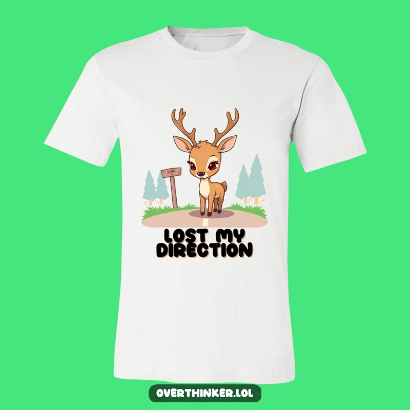 Funny Deer Crossroads T-Shirt: Pondering Doe's Choice, Hilarious Tee Gift