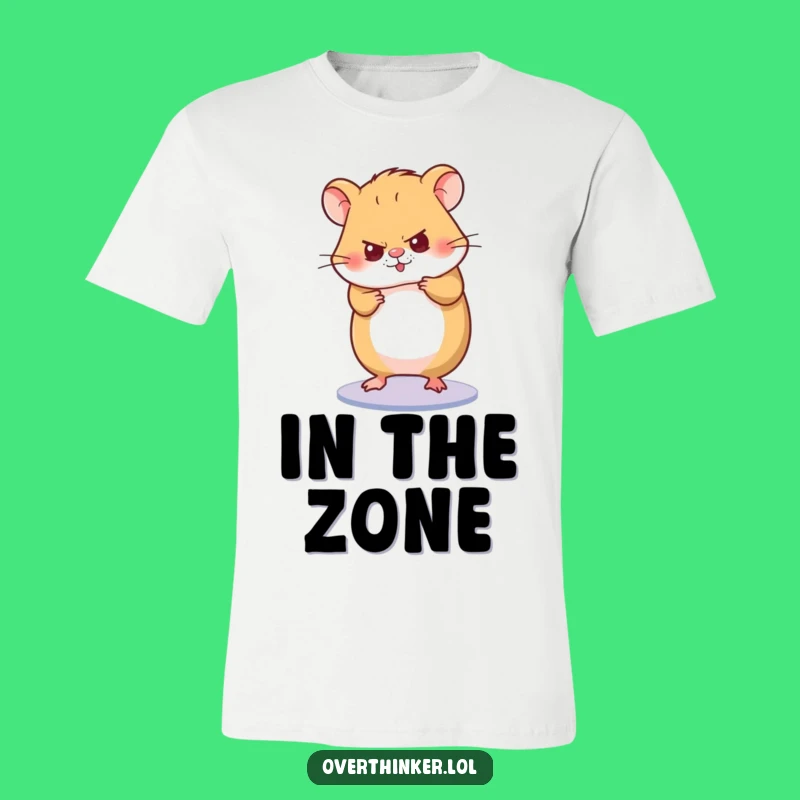 Funny Hamster Grind Tee: Character Spins Wheel with Focus