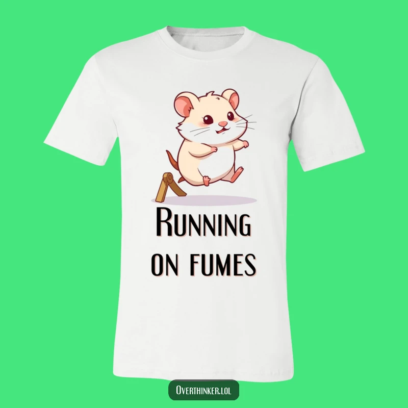 Funny Hamster T-Shirt: Pensive Runner on Wheel, Relatable Grind Tee