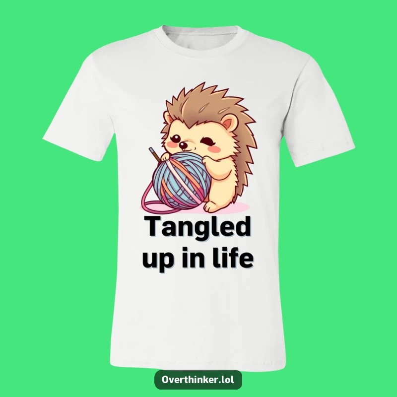 Funny Kawaii Hedgehog T-Shirt: Yarn Tangle Mishap, Hilarious Crafter Gift