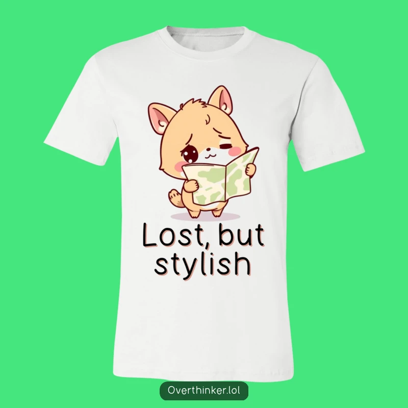 Funny Lost Explorer T-Shirt: Confused Animal, Upside Down Map, Hilarious Adventure Funny Gift!