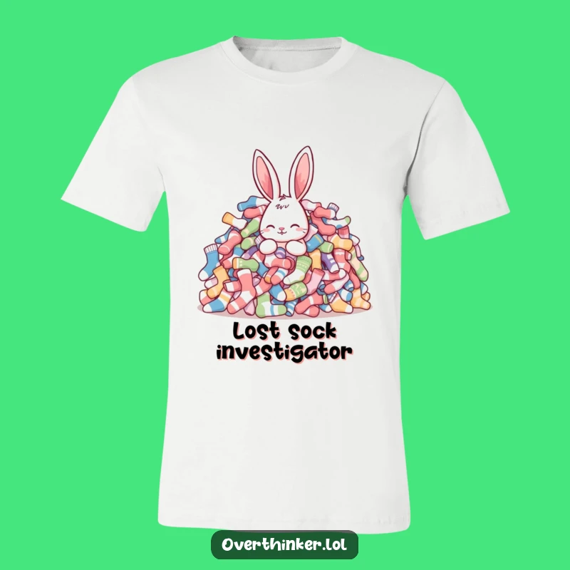 Funny Rabbit Sock Chaos T-Shirt: Hilarious Gift for Anyone Drowning in Laundry