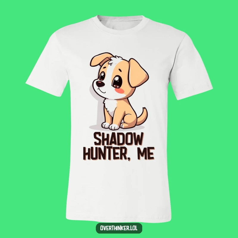 Funny Dog T-Shirt: Shadow Staring, Puzzled Pup's Great Mystery Tee