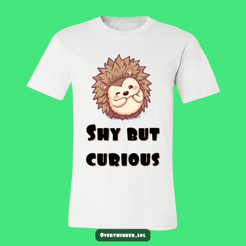 Funny Kawaii Hedgehog T-Shirt: Shy Explorer Style, Perfect Quirky Gift
