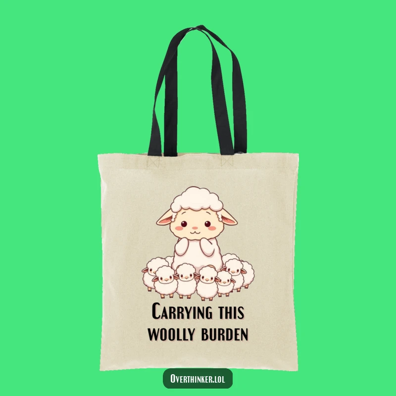 Funny Overwhelmed Sheep Tote Bag - Counting Sheep Accessory Gift!