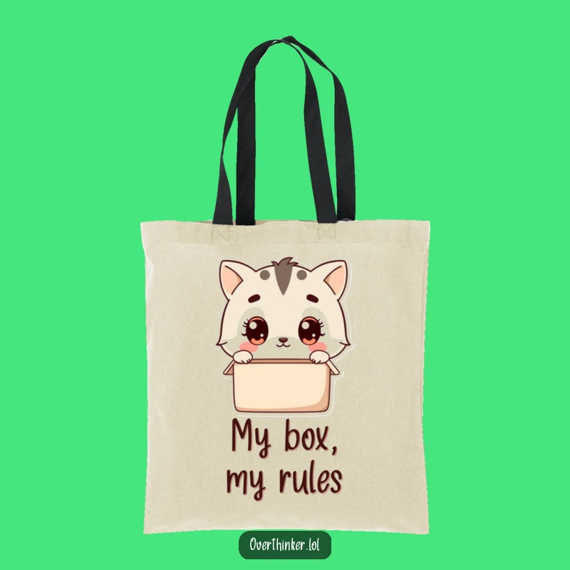 Funny Empty Box Pondering Kawaii Tote Bag: Cute Animal Mystery Carrier, Great Funny Gift