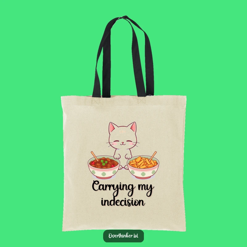 Funny Kawaii Cat Food Tote Bag - Carry Your Dilemmas with Style