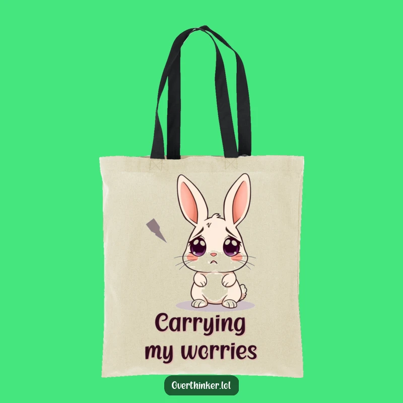Funny Rabbit Shadow Tote Bag: Worried Bunny's Haul, Practical & Hilarious Gift
