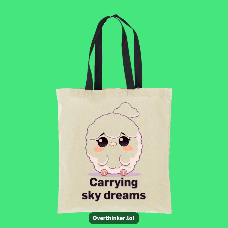 Funny Tote Bag: Fluffy Sky Watcher Design, Carry Your Dreams Humorous Gift!