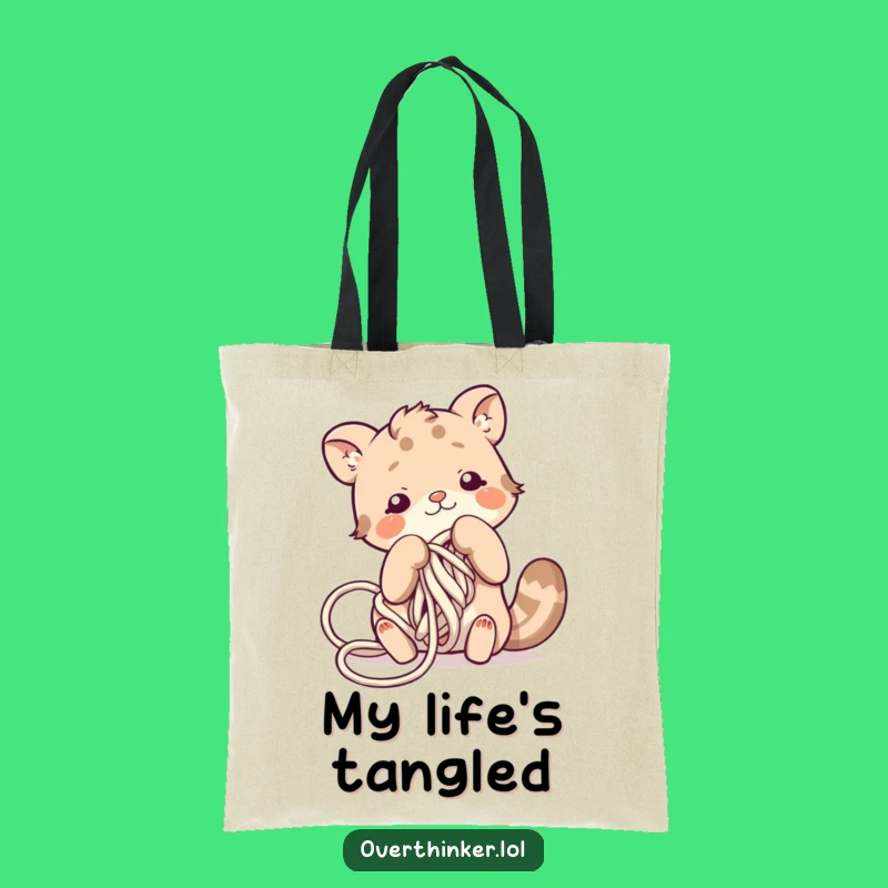 Funny Yarn Chaos Tote Bag: Adorable Animal Character in a Tangled Mess, Practical Funny Gift!