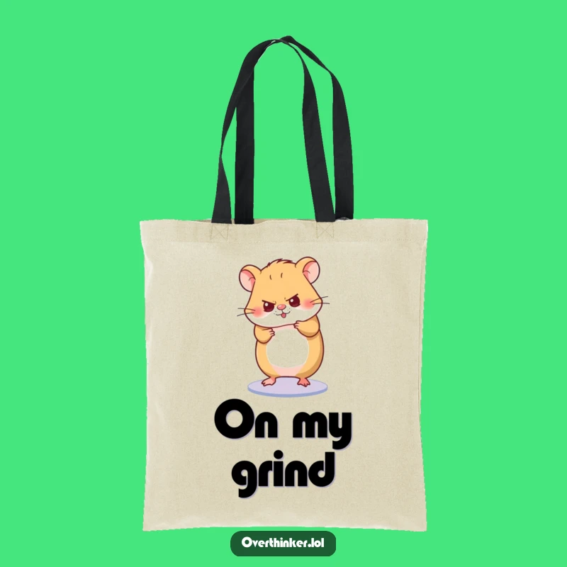 Funny Hamster Tote: Character's Focused Wheel Spin Bag